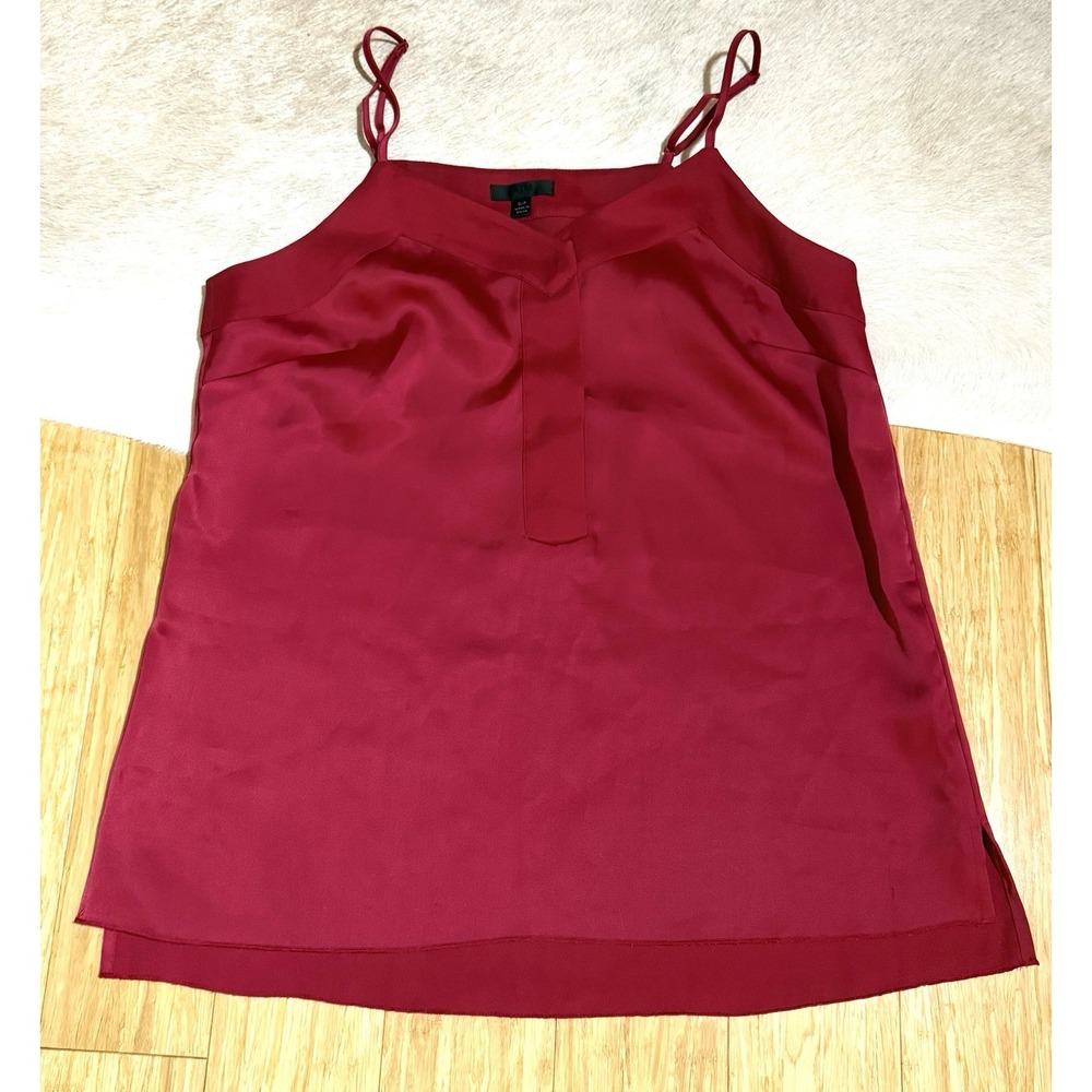 ATM womens Melillo Holly Red 5 button V-neck tank top size Small With Satin Feel